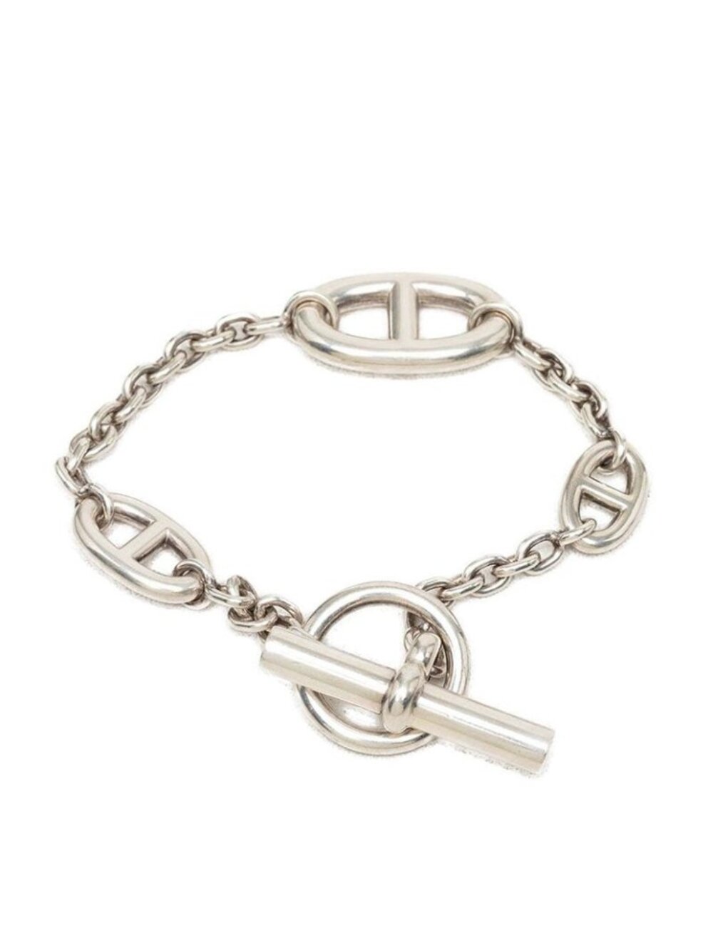 Hermes Chaine D'ancre Farandole ST Chain Bracelet T Bar 925 Sterling Silver